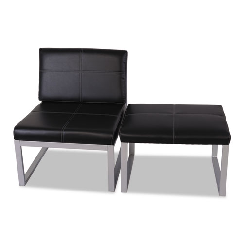 Alera Ispara Series Armless Chair, 26.57" x 30.71" x 31.1", Black Seat, Black Back, Silver Base
