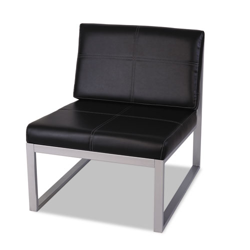 Image of Alera® Ispara Series Armless Chair, 26.57" X 30.71" X 31.1", Black Seat, Black Back, Silver Base