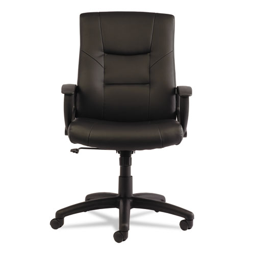 Image of Alera® Yr Series Executive High-Back Swivel/Tilt Bonded Leather Chair, Supports 275 Lb, 17.71" To 21.65" Seat Height, Black