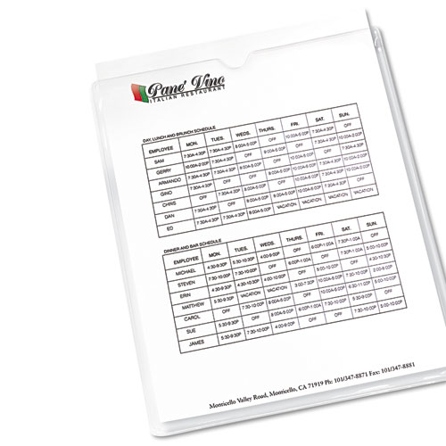 Image of Top-Load Clear Vinyl Envelopes w/Thumb Notch, 9” x 12”, Clear, 10/Pack