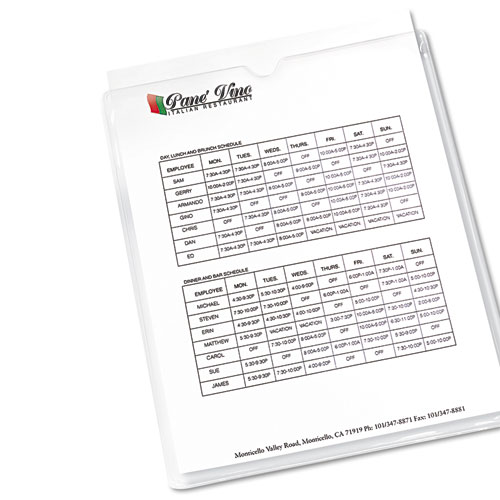 Top-Load Clear Vinyl Envelopes w/Thumb Notch, 9” x 12”, Clear, 10/Pack