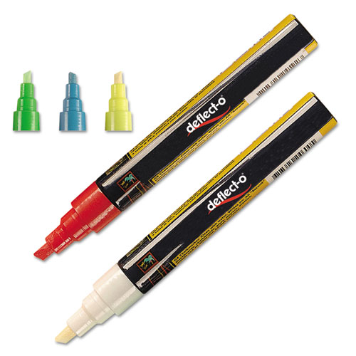 deflecto® Liquid Chalk Marker, Chisel, Assorted, 4/Pack