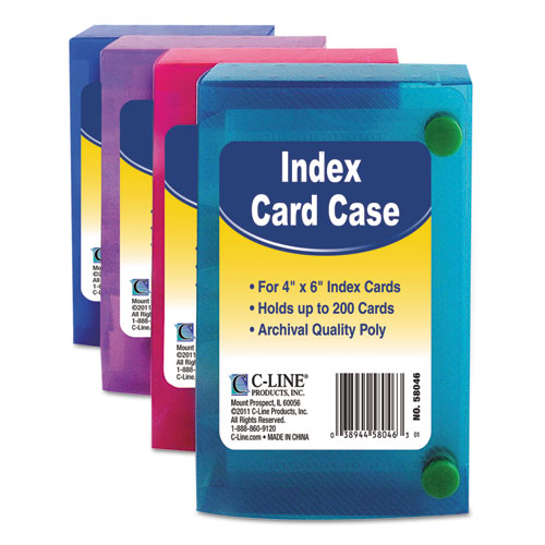 C-Line® Index Card Case, Holds 100 3 x 5 Cards, Polypropylene, Assorted