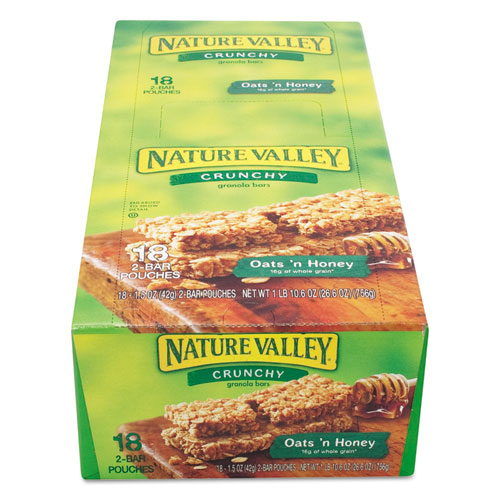 Granola Bars, Oats'n Honey Cereal, 1.5 oz Bar, 18/Box