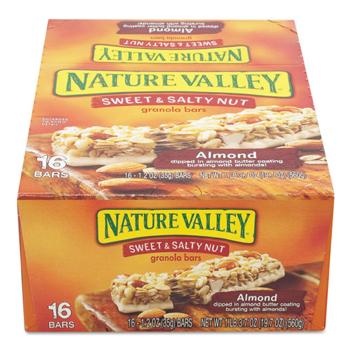 Image of Nature Valley® Granola Bars, Sweet And Salty Nut Almond Cereal, 1.2 Oz Bar, 16/Box