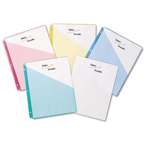 Image of Binder Pockets, 3-Hole Punched, 9.25 x 11, Assorted Colors, 5/Pack