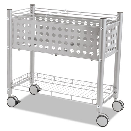 Image of Vertiflex® File Cart With Open Top, Metal, 1 Shelf, 2 Bins, 28.25" X 13.75" X 27.38", Matte Gray