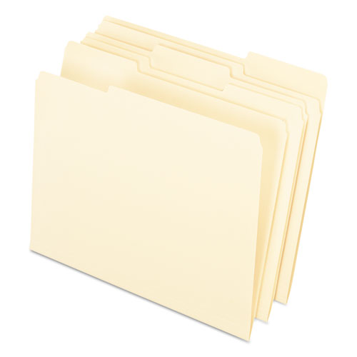 Interior File Folders, 1/3-Cut Tabs: Assorted, Letter Size, Manila, 100/Box