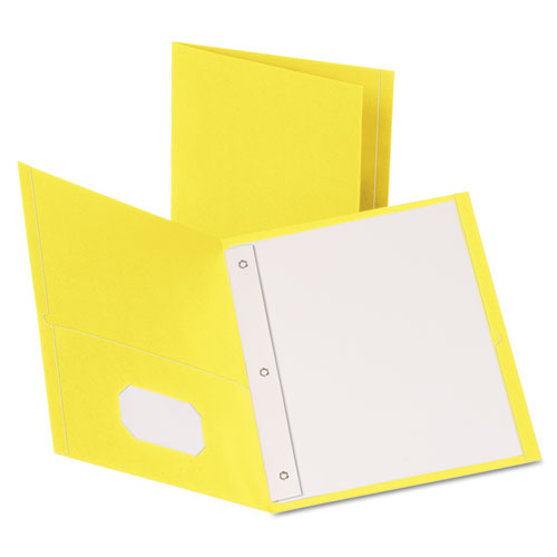 Oxford Twin-Pocket Folders with 3 Fasteners Letter 1/2 Capacity Yellow 25/Box