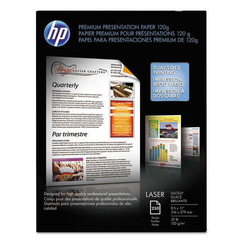 HP Color Laser Presentation Paper, 95 Brightness, 32lb, 8-1/2 x 11, White, 250/Pack
