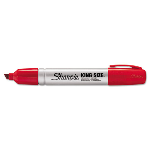 King Size Permanent Marker, Broad Chisel Tip, Red, Dozen | by Plexsupply