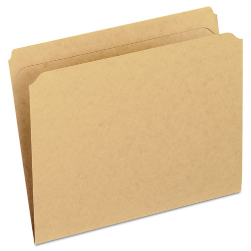 Dark Kraft File Folders with Double-Ply Top, Straight Tab, Letter Size, Kraft, 100/Box | by Plexsupply