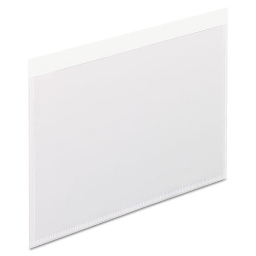 Self-Adhesive Pockets, 4 x 6, Clear Front/White Backing, 100/Box | by Plexsupply