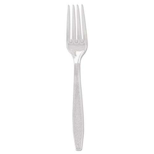 Guildware Heavyweight Plastic Cutlery, Forks, Clear, 1000/carton