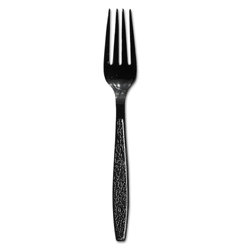 Guildware Extra Heavyweight Plastic Cutlery, Forks, Black, 1,000/Carton
