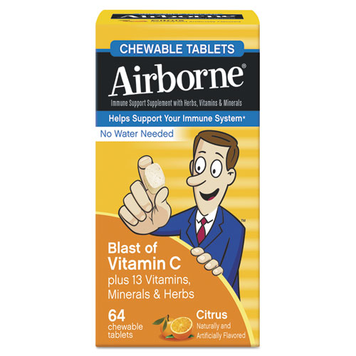 Airborne® Immune Support Chewable Tablet, Citrus, 64 Count