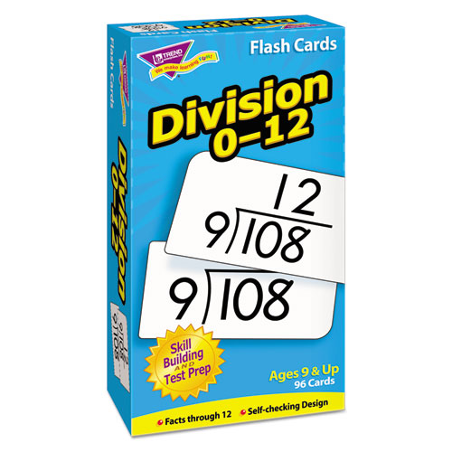Trend® Skill Drill Flash Cards, Division, 3 X 6, Black And White, 91/Pack