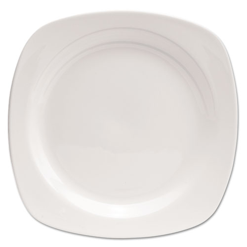 Office Settings Chef's Table Fine Porcelain Square Dinnerware, Plate, 10 1/2" dia, White, 8/Box