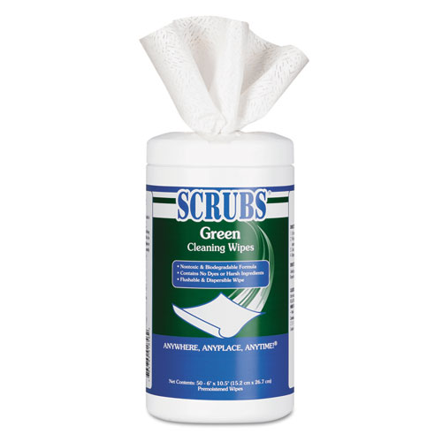GREEN CLEANING WIPES, 6 X 10.5, 50/CONTAINER, 6 CONTAINERS/CARTON