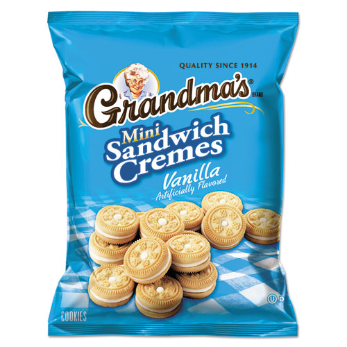 Grandma's® Mini Vanilla Creme Sandwich Cookies, 3.71 oz, 24/Carton
