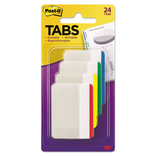 Post-It® Tabs Lined Tabs, 1/5-Cut, Assorted Colors, 2" Wide, 24/Pack