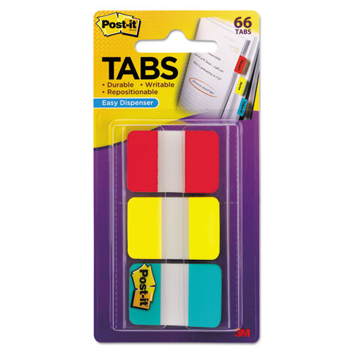 1" Tabs, 1/5-Cut Tabs, Assorted Primary Colors, 1" Wide, 66/Pack