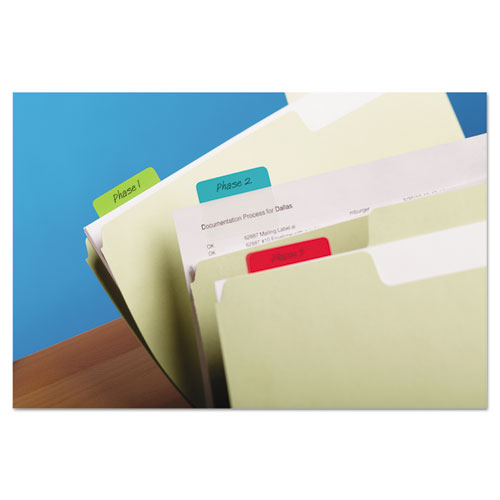 Image of Post-It® Tabs Solid Color Tabs, 1/5-Cut, Assorted Colors, 2" Wide, 24/Pack