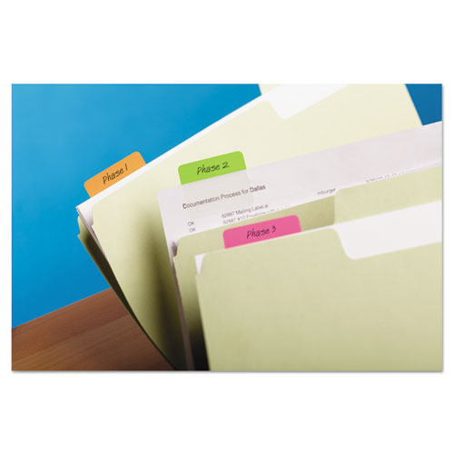 Image of Post-It® Tabs Solid Color Tabs, 1/5-Cut, Assorted Bright Colors, 2" Wide, 24/Pack