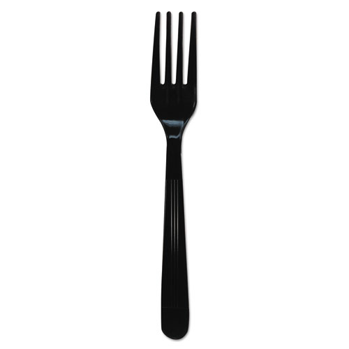 Heavyweight Cutlery, Forks, 7", Polypropylene, Black, 1000/carton
