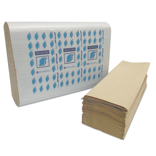 Multi-Fold Paper Towels, 1-Ply, Kraft, 334 Towels/Pack, 12 Packs/Carton