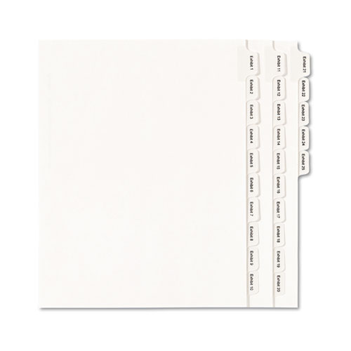 Preprinted Legal Exhibit Side Tab Index Dividers, Allstate Style, 25-Tab, Exhibit 1 to Exhibit 25, 11 x 8.5, White, 1 Set