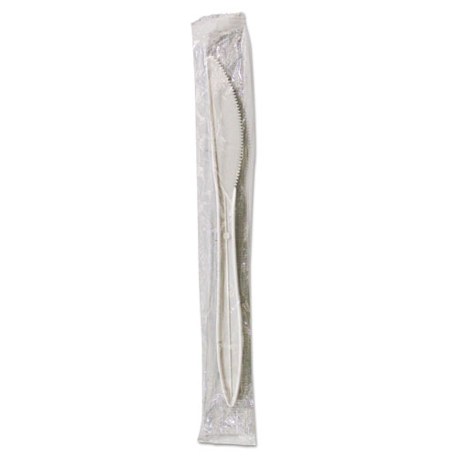 Image of Mediumweight Wrapped Polypropylene Cutlery, Knives, White, 1,000/Carton