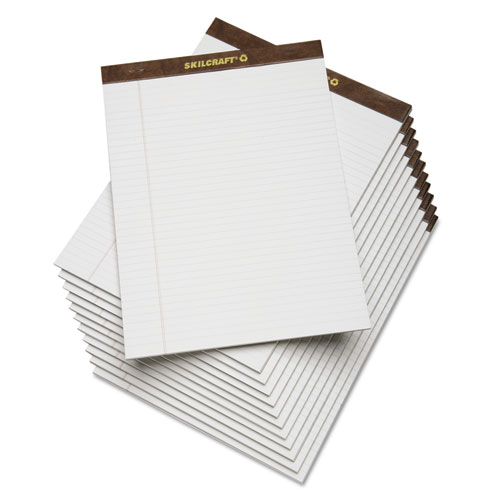 7530013723108 SKILCRAFT Legal Pads, Wide/Legal Rule, 8.5 x 11.75, White, 50 Sheets, Dozen