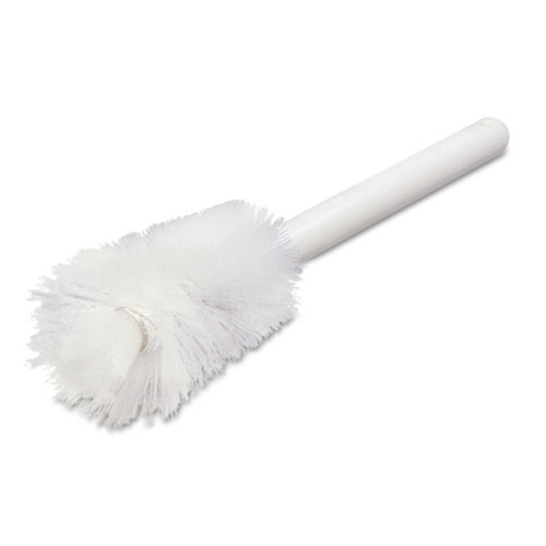 Image of Carlisle Sparta Handle Bottle Brush, Pint, White Polyester Bristles, 4.5" Brush, 7.5" White Plastic Handle