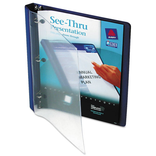 SEE-THRU VIEW BINDER WITH ROUND RINGS, 3 RINGS, 0.5" CAPACITY, 11 X 8.5, BLUE