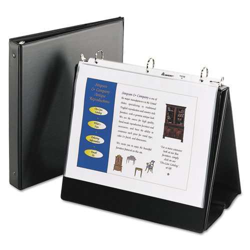 Avery® Easel Presentation Durable Binder, 1" Round Rings, Holds 11 x 8 1/2 Paper, Black