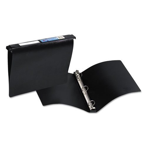 HANGING STORAGE FLEXIBLE NON-VIEW BINDER WITH ROUND RINGS, 3 RINGS, 1" CAPACITY, 11 X 8.5, BLACK