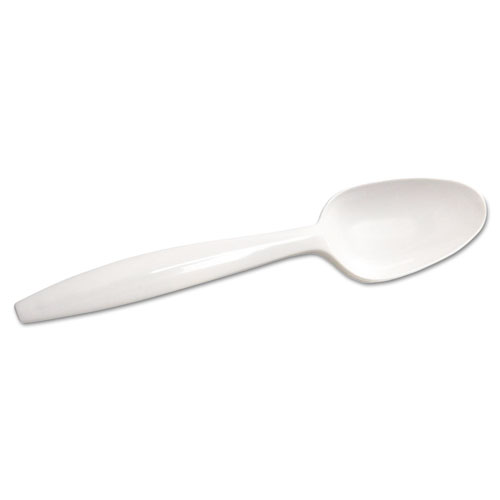 Mediumweight Polypropylene Cutlery, Teaspoon, White, 1,000/Carton