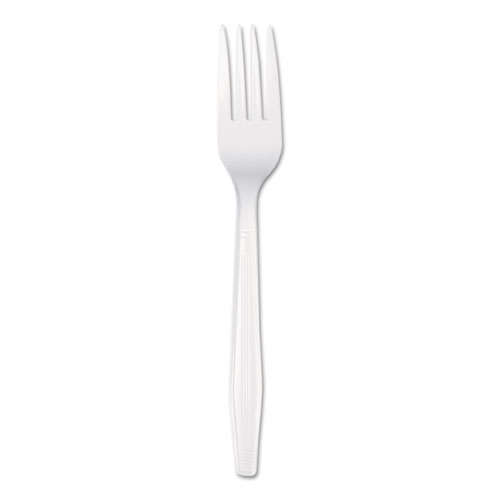 Mediumweight Polystyrene Cutlery, Fork, White, 100/Box