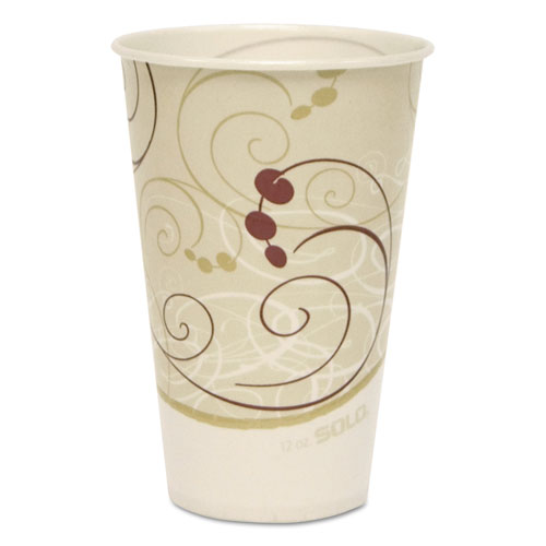 Symphony Treated-Paper Cold Cups, 12oz, White/beige/red, 100/bag, 20 Bags/carton