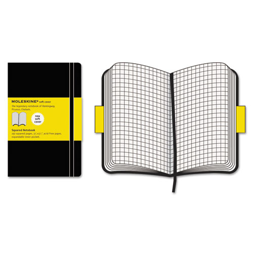 Classic Softcover Notebook, 4 sq/in Quadrille Rule, Black Cover, 5.5 x 3.5, 192 Sheets