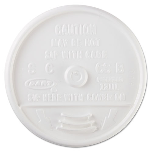 Image of Sip Thru Lids, Fits 10 oz to 14 oz Foam Cups, Plastic, White, 100/Pack, 10 Packs/Carton