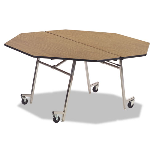 Virco® Folding Mobile Shape Table, Octagonal, 60 dia. x 29h, Gray Nebula/Chrome