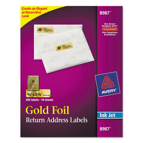 Return Address Labels, Gold Foil 3/4" X 21/4" Blank Mailing Labels