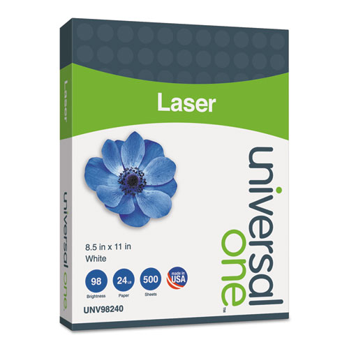 Universal® Laser Paper, 98 Brightness, 24lb, 8-1/2 x 11, White, 500 Sheets/Ream