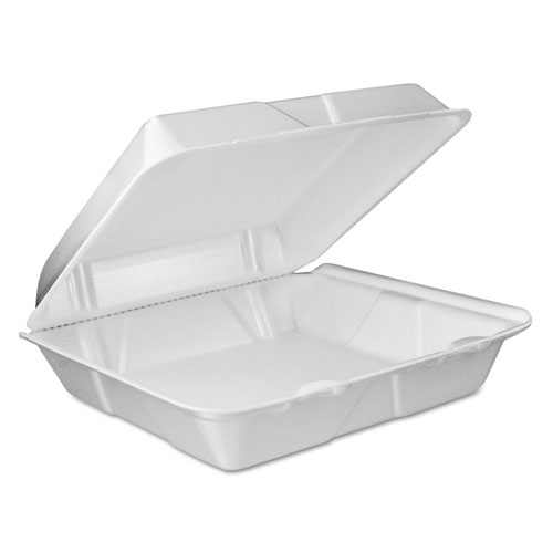 Foam Hinged Lid Containers, 3-Compartment, 7.5 X 8 X 2.3, White, 200/Carton