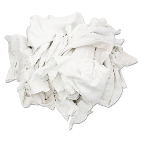 HOSPECO® New Bleached White T-Shirt Rags, 25 Pounds/Bag