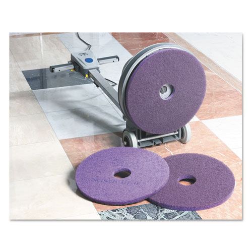 Image of Scotch-Brite™ Diamond Floor Pads, 20" Diameter, Purple, 5/Carton