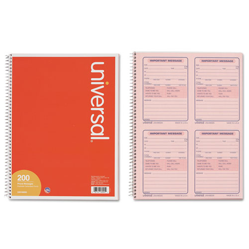 Image of Wirebound Message Books, Two-Part Carbonless, 5.5 x 3.88, 4 Forms/Sheet, 200 Forms Total