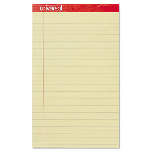 Image of Perforated Ruled Writing Pads, Wide/Legal Rule, Red Headband, 50 Canary-Yellow 8.5 x 14 Sheets, Dozen